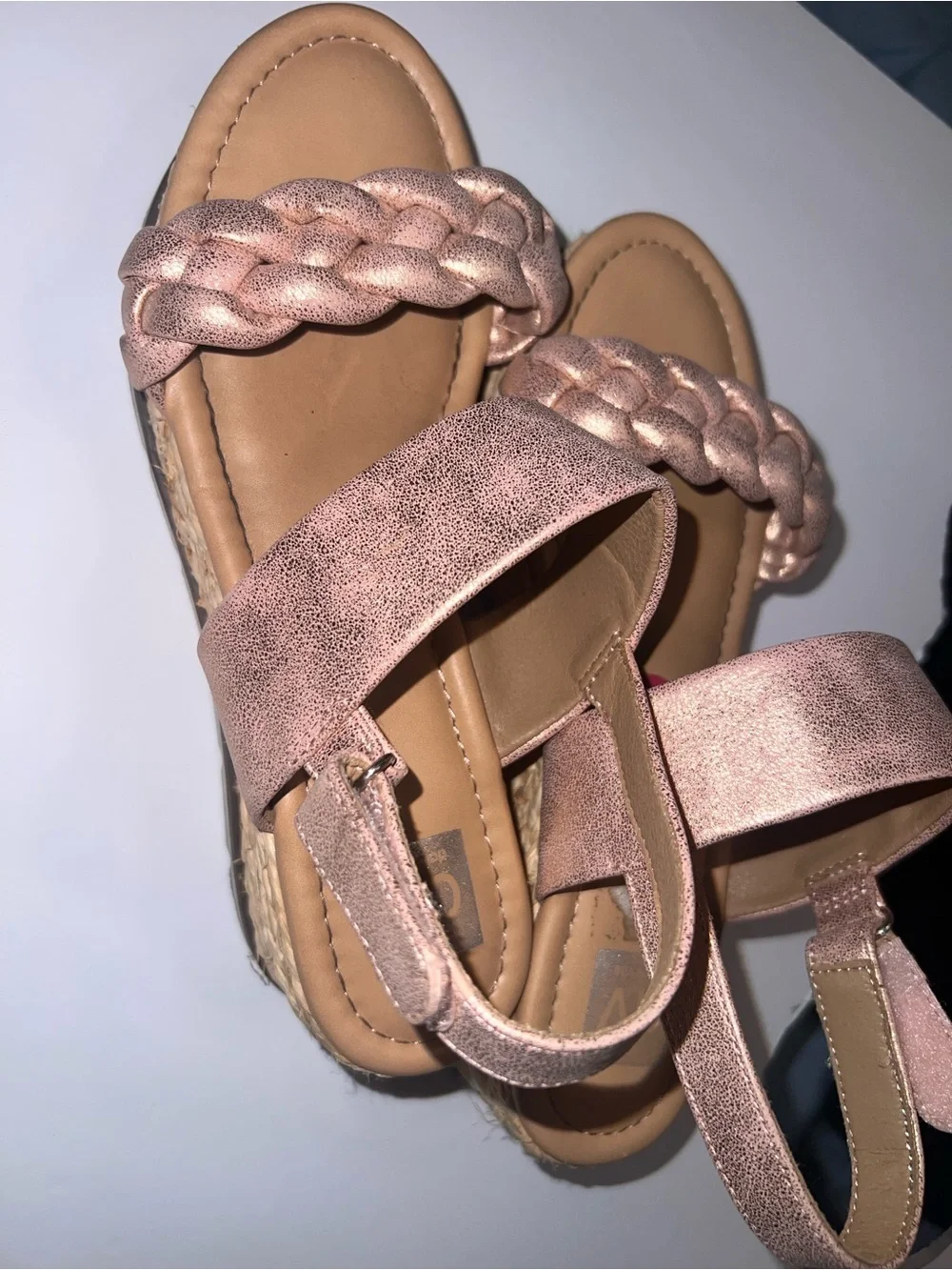 DV by Dolce Vita Girls Rose Gold Braided Strap Sandals